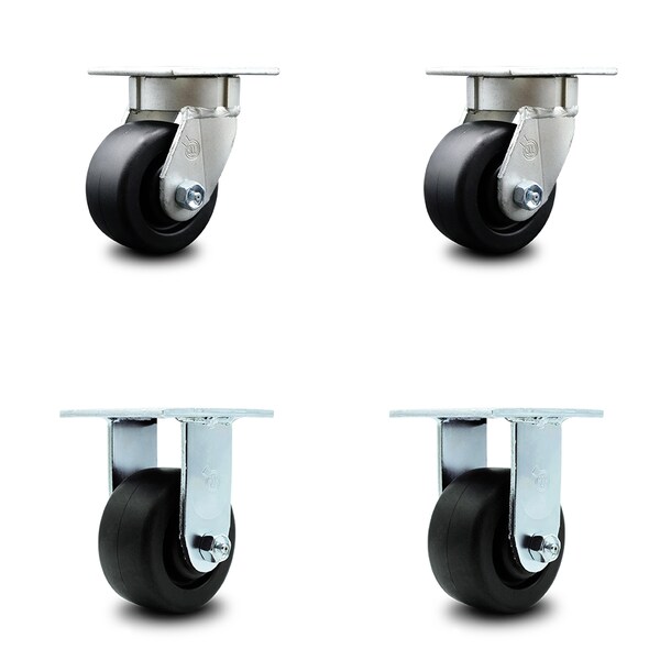 4 Inch Kingpinless Polyolefin Wheel Swivel Caster Swivel 2 Rigid SCC, 2PK